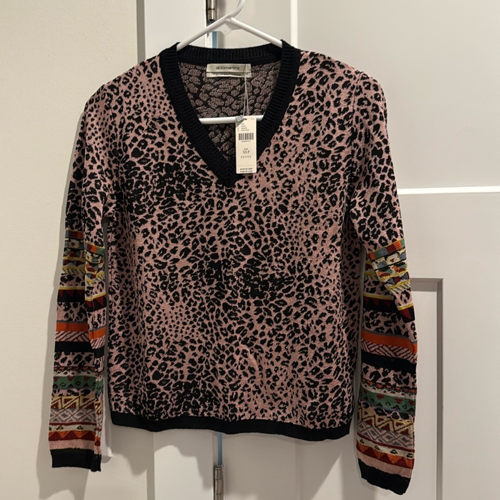 NWT Anthropologie aldomartins leopard sweater - XSPetite